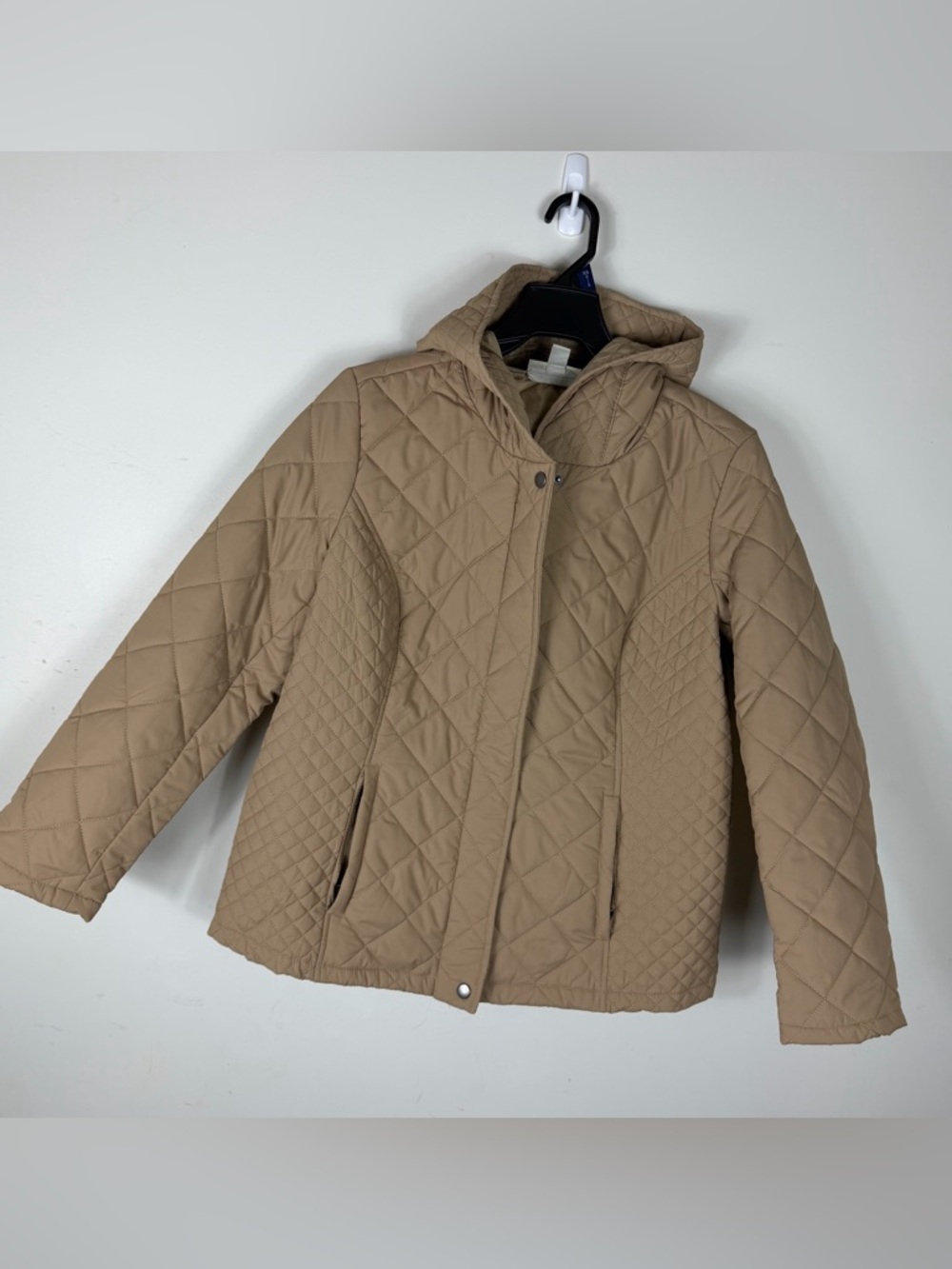Appleseeds quilted hooded anorak women coat brown lightweight petite M